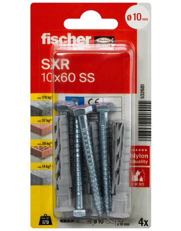 Bild Langschaftdübel SXR 10x60,m.Sechskantschraube,VE 4 - fischer-1