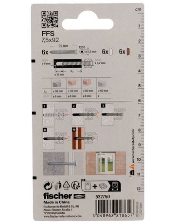 Bild Fensterahmenschraube FFS 7,5x92,TX30,VE 6 - fischer-2