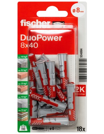 Bild Dübel DuoPower Kunststoff,8x40,VE 18 - fischer-1