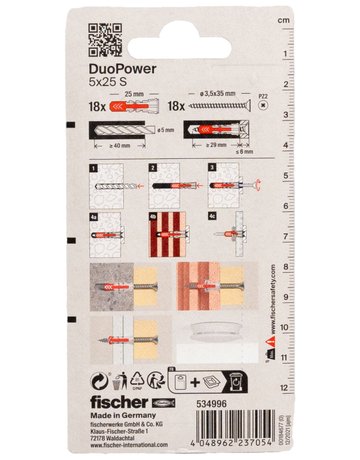 Bild Dübel DuoPower S Kunststoff,5x25,VE 18 - fischer-2