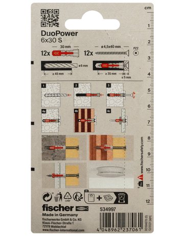 Bild Dübel DuoPower S Kunststoff,6x30,VE 12 - fischer-2