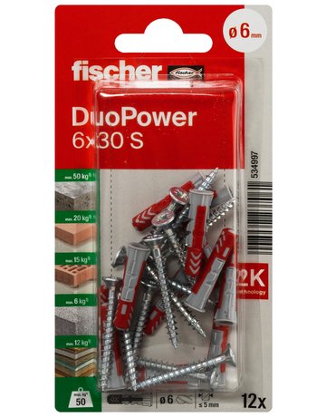 Bild Dübel DuoPower S Kunststoff,6x30,VE 12 - fischer-1