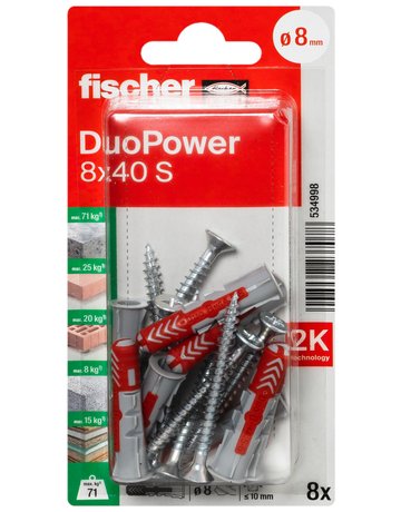 Bild Dübel DuoPower S Kunststoff,8x40,VE 8 - fischer-1