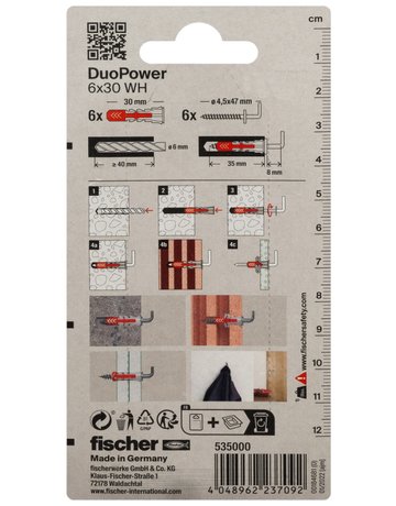 Bild Dübel DuoPower WH Kunststoff,6x30,VE 6 - fischer-2
