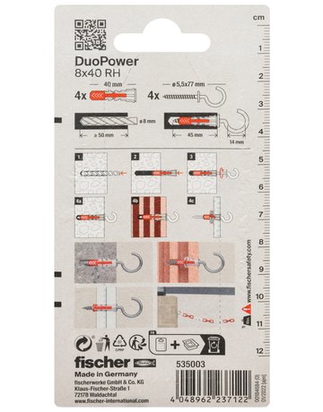 Bild Dübel DuoPower RH Kunststoff,8x40,VE 4 - fischer-2