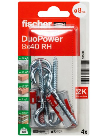 Bild Dübel DuoPower RH Kunststoff,8x40,VE 4 - fischer-1