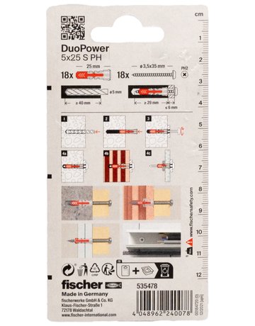 Bild Dübel DuoPower S PH Kunststoff,5x25,VE 18 - fischer-2