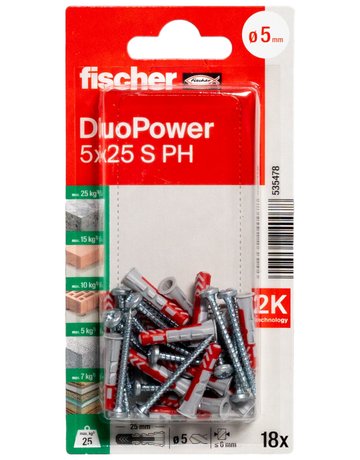 Bild Dübel DuoPower S PH Kunststoff,5x25,VE 18 - fischer-1