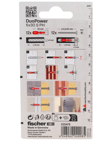 Bild Dübel DuoPower S PH Kunststoff,6x30,VE 12 - fischer-2