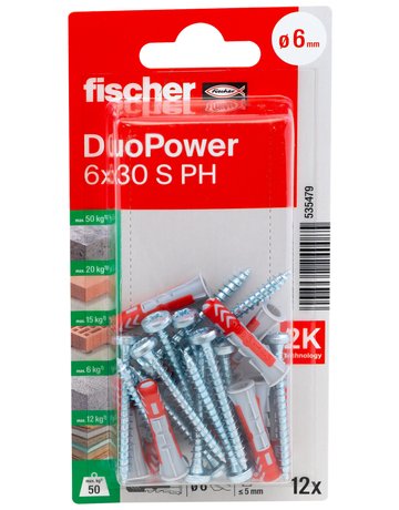 Bild Dübel DuoPower S PH Kunststoff,6x30,VE 12 - fischer-1