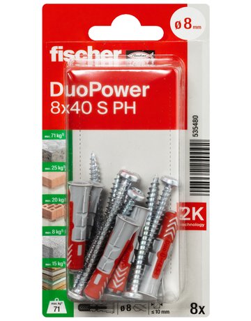 Bild Dübel DuoPower S PH Kunststoff,8x40,VE 8 - fischer-1