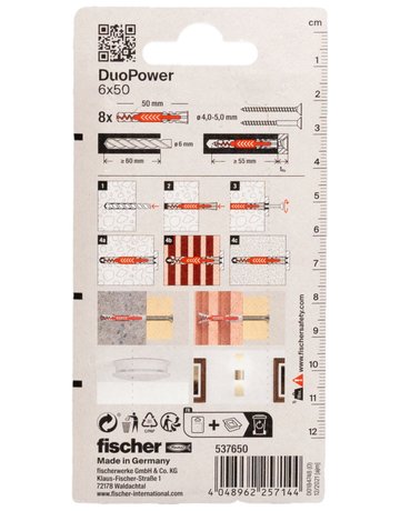 Bild Dübel DuoPower Kunststoff,6x50,VE 8 - fischer-2