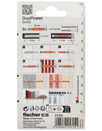 Bild Dübel DuoPower Kunststoff,8x65,VE 8 - fischer-2