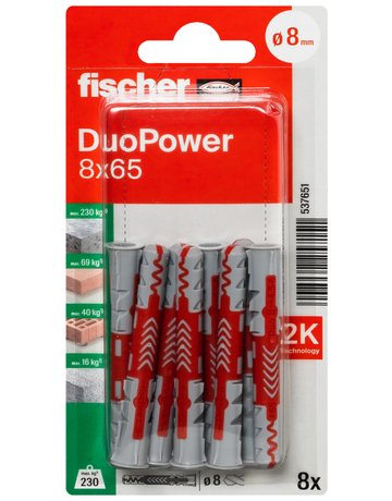 Bild Dübel DuoPower Kunststoff,8x65,VE 8 - fischer-1
