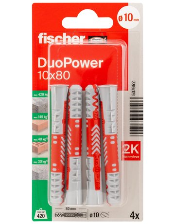 Bild Dübel DuoPower Kunststoff,10x80,VE 4 - fischer-1