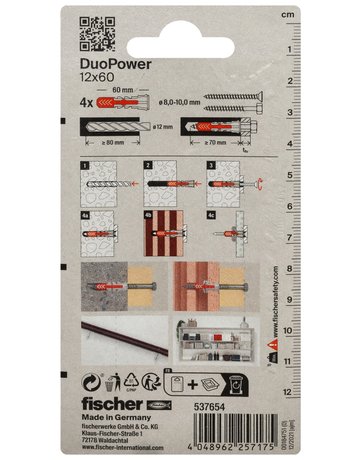 Bild Dübel DuoPower Kunststoff,12x60,VE 4 - fischer-2