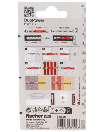 Bild Dübel DuoPower S Kunststoff,6x50,VE 4 - fischer-2