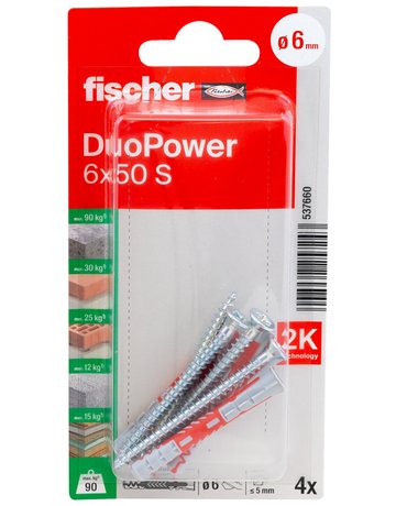 Bild Dübel DuoPower S Kunststoff,6x50,VE 4 - fischer-1