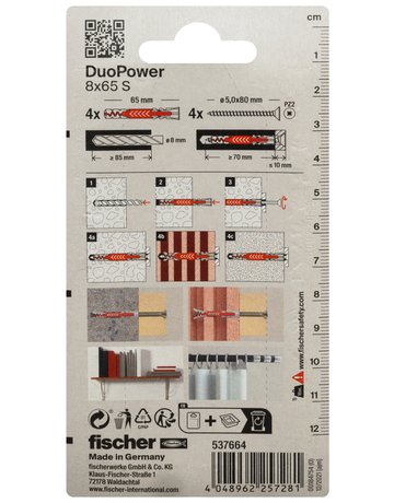 Bild Dübel DuoPower S Kunststoff,8x65,VE 4 - fischer-2