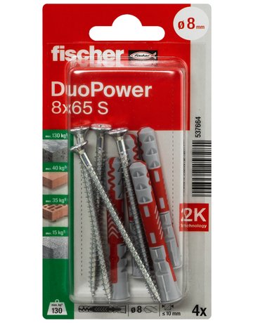 Bild Dübel DuoPower S Kunststoff,8x65,VE 4 - fischer-1
