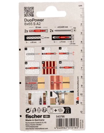 Bild Dübel DuoPower S A2 Kunststoff,8x65,VE 2 - fischer-2