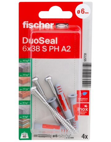Bild Dübel DuoSeal S PH TX A2 Kunststoff,6x38,VE 4 - fischer-2