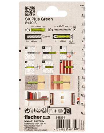 Bild Dübel SX Plus Green 8x40 S K (10) - fischer-2