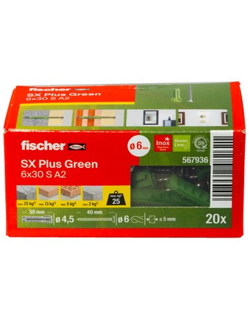 Bild Dübel SX Plus Green 6x30 S A2 - fischer-3