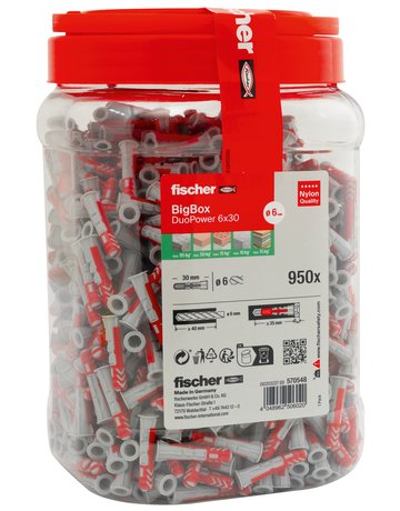 Bild Dübel DuoPower BigBox Kunststoff,6x30,VE 950 - fischer-1