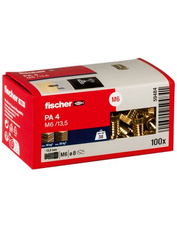 Bild Messingdübel PA 4 M 6/13,5 Messing,Gewinde:M6,Bohr-Ø: 8,Länge:13,5 - fischer-1
