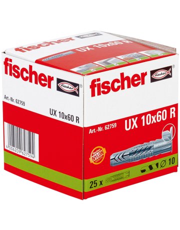 Bild Universaldübel UX 10x60 R mit Rand in Faltschachtel - fischer-1