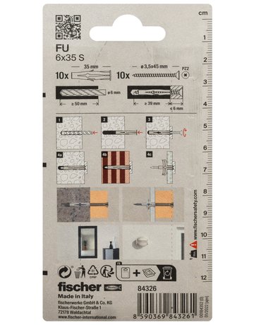 Bild Universaldübel FU 6x35mm,KU,m.Schraube,VE 10 - fischer-2