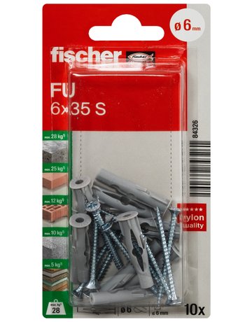 Bild Universaldübel FU 6x35mm,KU,m.Schraube,VE 10 - fischer-1