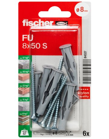 Bild Universaldübel FU 8x50mm,KU,m.Schraube,VE 6 - fischer-1