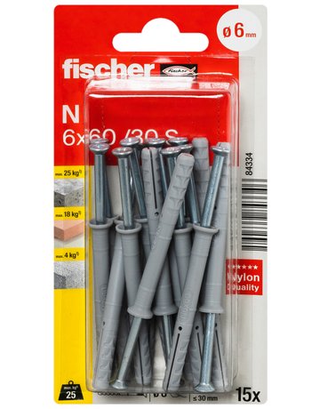 Bild Nageldübel N 6x60/30 mit Schraube 4x64Z,VE 15 - fischer-1