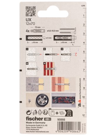 Bild Universaldübel UX 12x70mm,KU,VE 4 - fischer-2