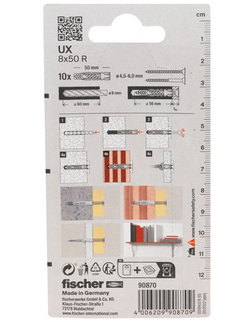 Bild Universaldübel UX 8x50mm,KU,m.Rand,VE 10 - fischer-2