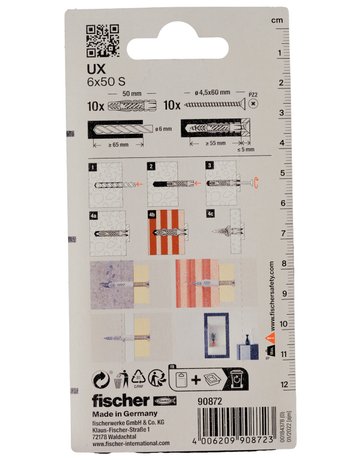 Bild Universaldübel UX 6x50mm,KU,m.Schraube,VE 10 - fischer-2