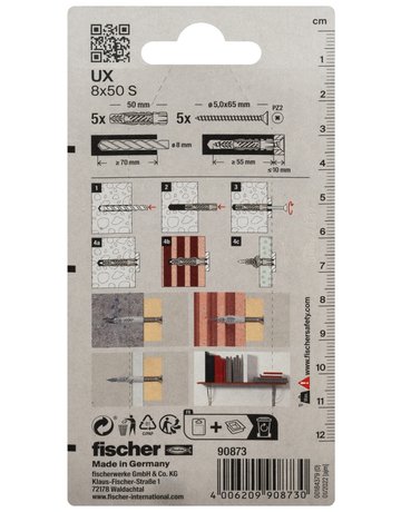 Bild Universaldübel UX 8x50mm,KU,m.Schraube,VE 5 - fischer-2