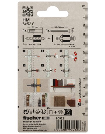 Bild Hohlraum-Metalldübel HM 6x52,m.metrischer Schraube - fischer-2
