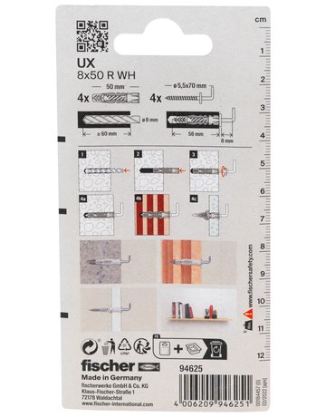 Bild Universaldübel UX 8x50mm,KU,m.Winkelhaken,VE 4 - fischer-2