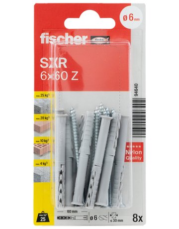 Bild Langschaftdübel SXR 6x60,m.Senkkopfschraube,VE 8 - fischer-1
