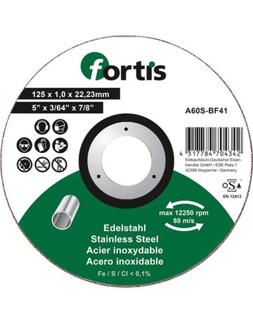 Bild Trennscheibe Edelstahl 125 x 1,0mm gerade FORTIS-0