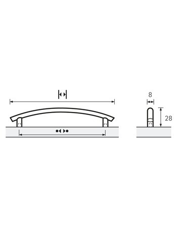 Bild MB-Griff,B8x96mm,H28mm,Zink Bathia 9070493,edelstahloptik geb. - Hettich-8