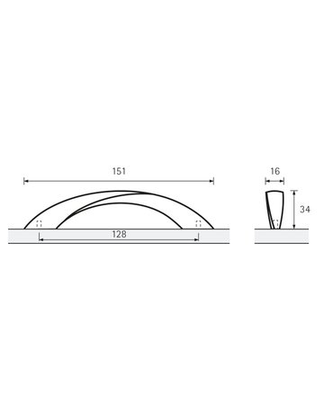 Bild MB-Griff,B16x128mm,H34mm,Zink Coria 9070624 gl. verchromt - Hettich-8