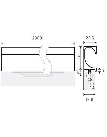 Bild Möbel- Griffleiste, mit Harpunensteg, Eslinga 115090, Länge 2.000mm, Aluminium silber eloxiert - Hettich-8