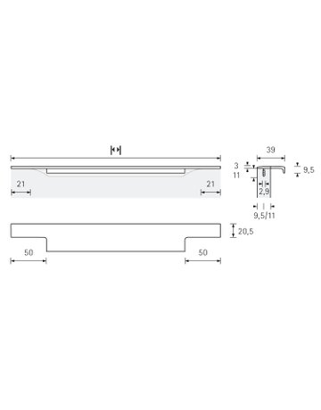Bild Möbel- Griffleiste, mit Harpunensteg, Lamezia 9105810, Länge 895mm, Aluminium glanz verchromt - Hettich-8