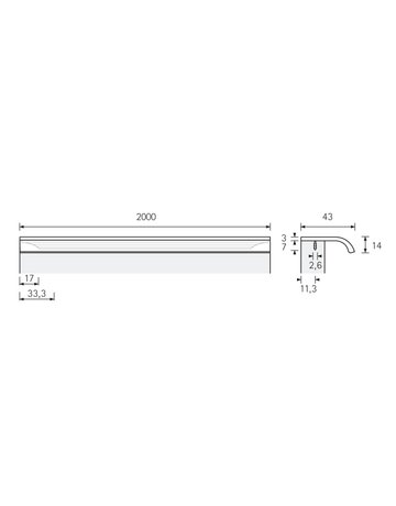 Bild Möbel- Griffleiste, mit Harpunensteg, Lindavia 115115, Länge 2.000mm, Aluminium silber eloxiert - Hettich-8