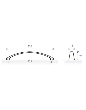 Bild MB-Segmentbogengriff,B17x128mm,H25mm,Zn Parma 9113467,edelstahloptik geb. - Hettich-8