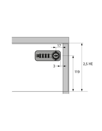 Bild Zahlenschloss für Schreibtischcontainer Systema Top 2000, rechts, Chrom Optik - Hettich-3